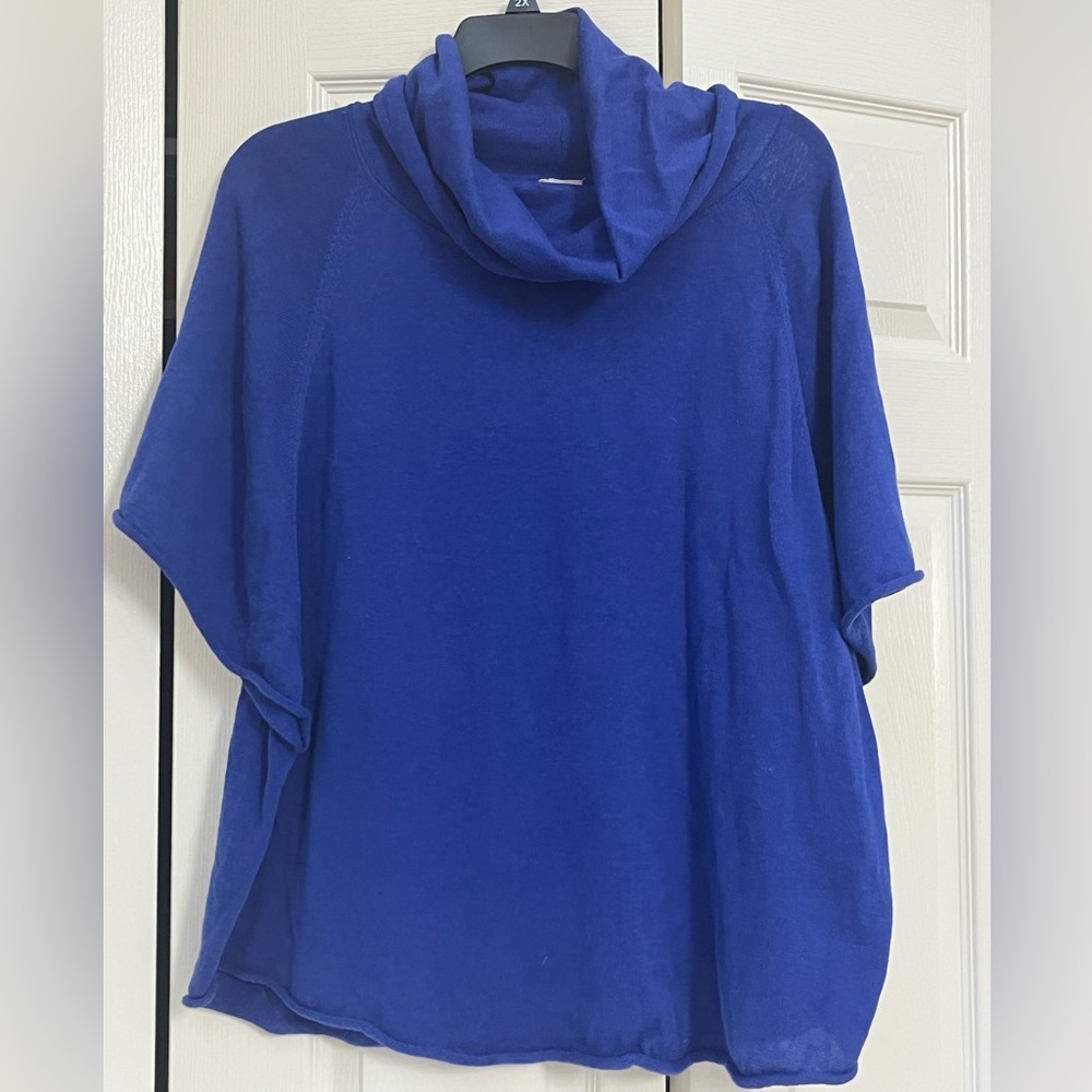 EUC - Chico's Royal Blue Cowl neck Sweater/Poncho - Woman's Size S/M